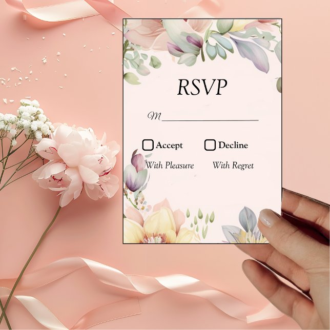 Cartão RSVP Casamento de flor selvagem Elegante BOHO (Criador carregado)