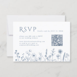 Cartão RSVP Casamento de Flor Selvagem Minimalista Simples
