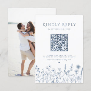 Cartão RSVP Casamento de Flor Selvagem Minimalista Simples