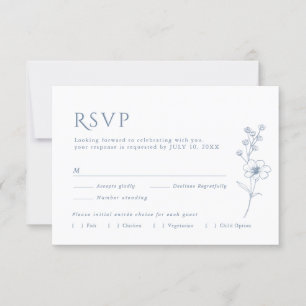 Cartão RSVP Casamento de Flor Selvagem Minimalista Simples
