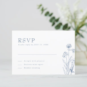 Cartão RSVP Casamento de Flor Selvagem Minimalista Simples RS