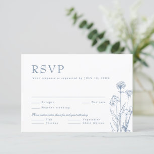 Cartão RSVP Casamento de Flor Selvagem Minimalista Simples RS
