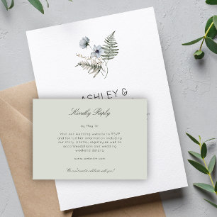 Cartão RSVP Casamento de Flor Selvagem Russo Moderno Elegante