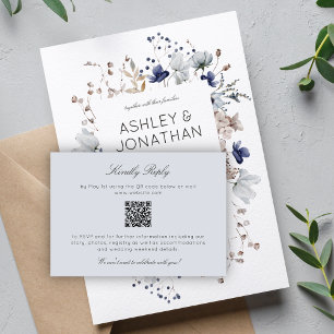 Cartão RSVP Casamento de Flor Selvagem Russo Moderno Elegante