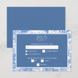 Cartão RSVP Casamento de Florais Botânicos de Cor Azul