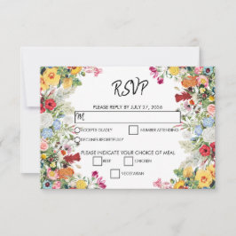 Cartão RSVP Casamento de Flores Coloridas do Jardim Floral