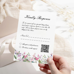 Cartão RSVP Casamento de Flores de Aquarela Lilac