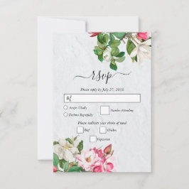 Cartão RSVP Casamento de Flores de Aquarela Magnolia