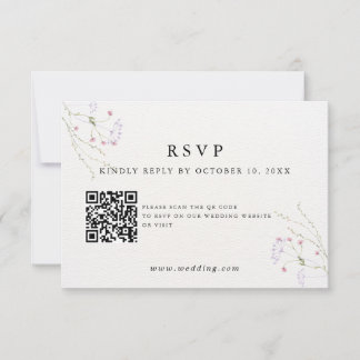 Cartão RSVP Casamento de flores de aquarela minimalista branca