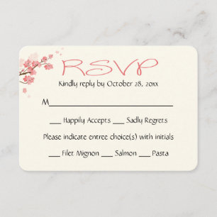 Cartão RSVP Casamento de Flores de Cerejeira Blossoms Florais 