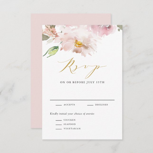 Cartão RSVP Casamento de Flores de Cobra Aquática Feminina (Frente/Verso)