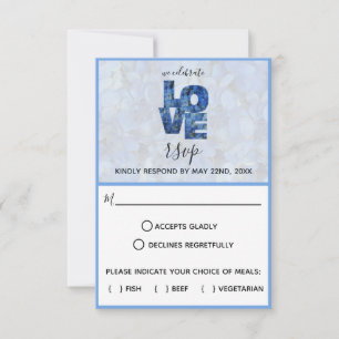Cartão RSVP Casamento de Flores de Hydrangeas Azuis Periwinkle