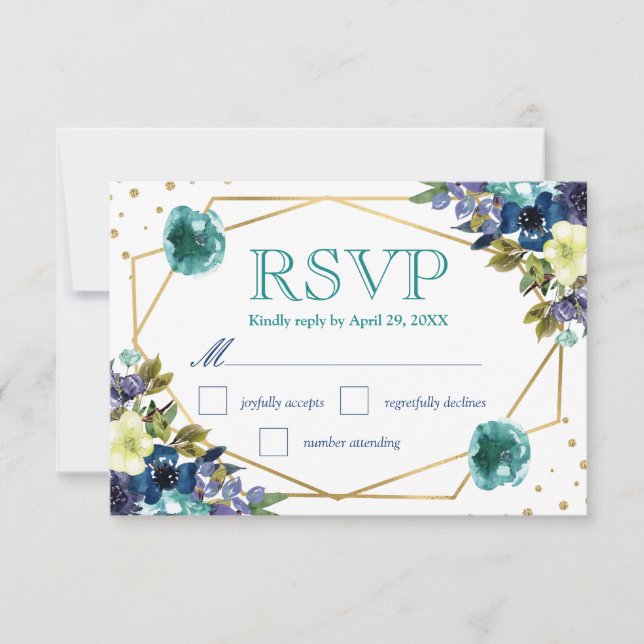 Cartão RSVP Casamento de Flores de Inverno com Aguarela Boho R (Frente)