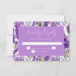 Cartão RSVP Casamento de Flores de Lavanda de Aquarela Elegant