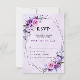 Cartão RSVP Casamento de Flores de Lilac Púrpura Rosa-Brilhant