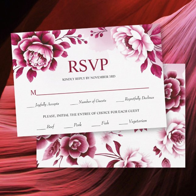 Cartão RSVP Casamento de flores e de lavagem a aquarela (Criador carregado)