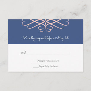 Cartão RSVP Casamento de Flores Elegantes, de Cor Rosa e de De
