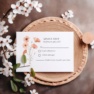 Cartão RSVP Casamento de Flores Laranja Elegante Popy Meadow