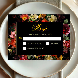 Cartão RSVP Casamento de flores modernas e elegantes
