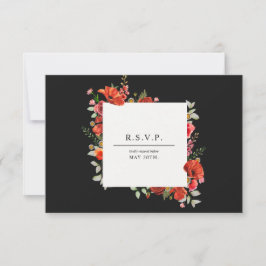 Cartão RSVP Casamento de Flores Selvagens Botânicas Escuras