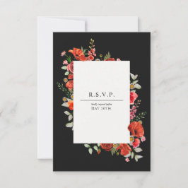 Cartão RSVP Casamento de Flores Selvagens Botânicas Escuras