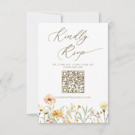 Cartão RSVP Casamento de Flores Selvagens de Amarelo Amarelo E