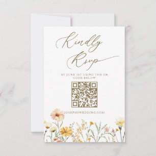 Cartão RSVP Casamento de Flores Selvagens de Amarelo Amarelo E