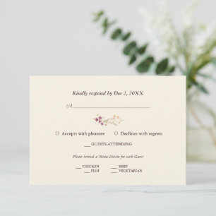 Cartão RSVP Casamento de Flores Selvagens de Cream Boho