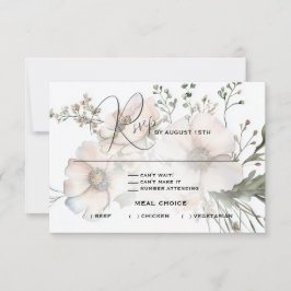 Cartão RSVP Casamento de Flores Selvagens de Molho Blush