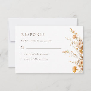 Cartão RSVP Casamento de Flores Selvagens de Queda Elegante