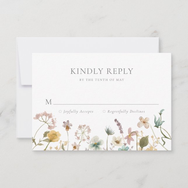 Cartão RSVP Casamento de Flores Silvestres (Frente)