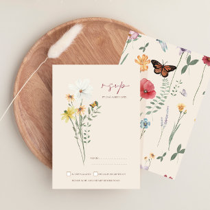 Cartão RSVP Casamento de Flores Silvestres Amarela Margarida C