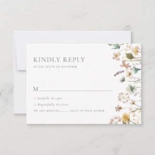 Cartão RSVP Casamento de Flores Silvestres Aquarela