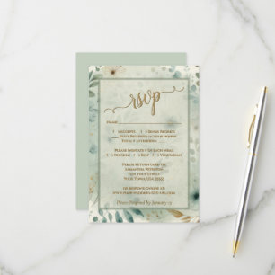 Cartão RSVP Casamento de Flores Silvestres Boho Chic Verde Sal