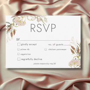 Cartão RSVP Casamento de Flores Silvestres Delicadas Boho Rúst