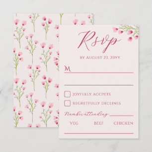 Cartão RSVP Casamento de Flores Silvestres Rosa Romântico