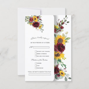 Cartão RSVP Casamento de flores suntuosas encantador de queda
