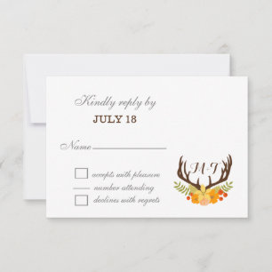 Cartão RSVP Casamento de florescência do Antler dos cervos