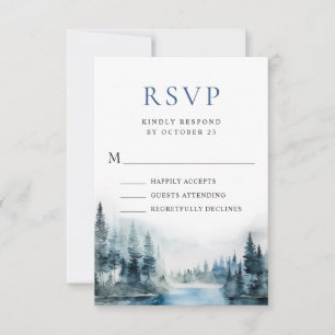 Cartão RSVP Casamento de Floresta nas Montanhas Elegante de Aq