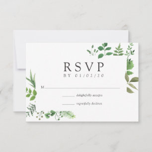 Cartão RSVP Casamento de Floresta Verdejante