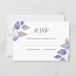 Cartão RSVP Casamento de Folhagem com Folhas de Púrpuras de Mo