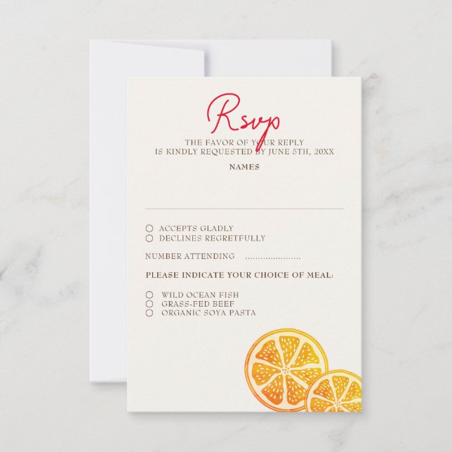 Cartão RSVP Casamento de Folhagem de Citros com Limonia Fresca (Frente)