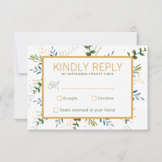 Cartão RSVP Casamento de folhagem de eucalipto verde