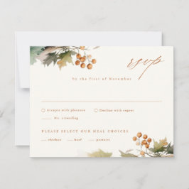 Cartão RSVP Casamento de Folhagem de Folhas de Verdura de Outo