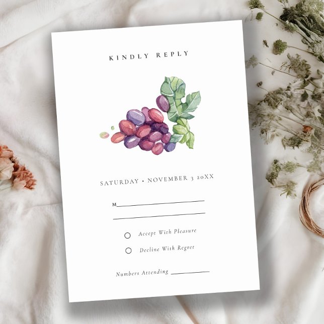 Cartão RSVP Casamento de Folhagem de Uvas de Folhagem Elegante (Criador carregado)