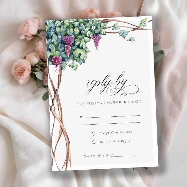 Cartão RSVP Casamento De Folhagem De Vidro De Vidro Chic (Criador carregado)
