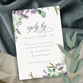 Cartão RSVP Casamento de Folhagem Eucalyptus Leafy, Lavanda El