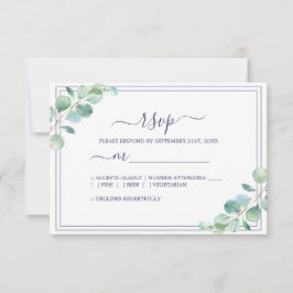 Cartão RSVP Casamento de Folhagem Verde Chic Script