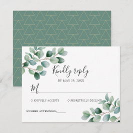 Cartão RSVP Casamento de folhagens de eucalipto moderno
