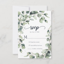 Cartão RSVP Casamento de Folhas de Eucalipto Elegantes